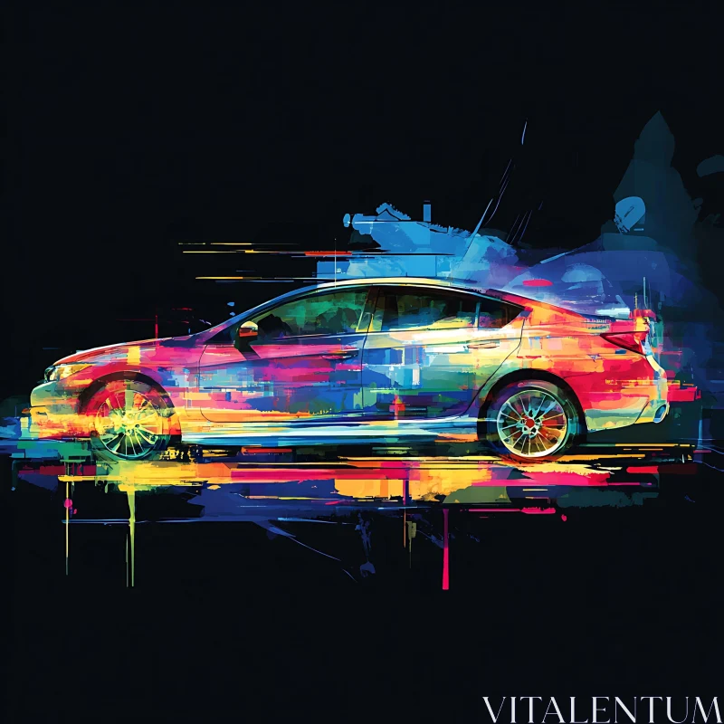 Vibrant Car Painting AI Image