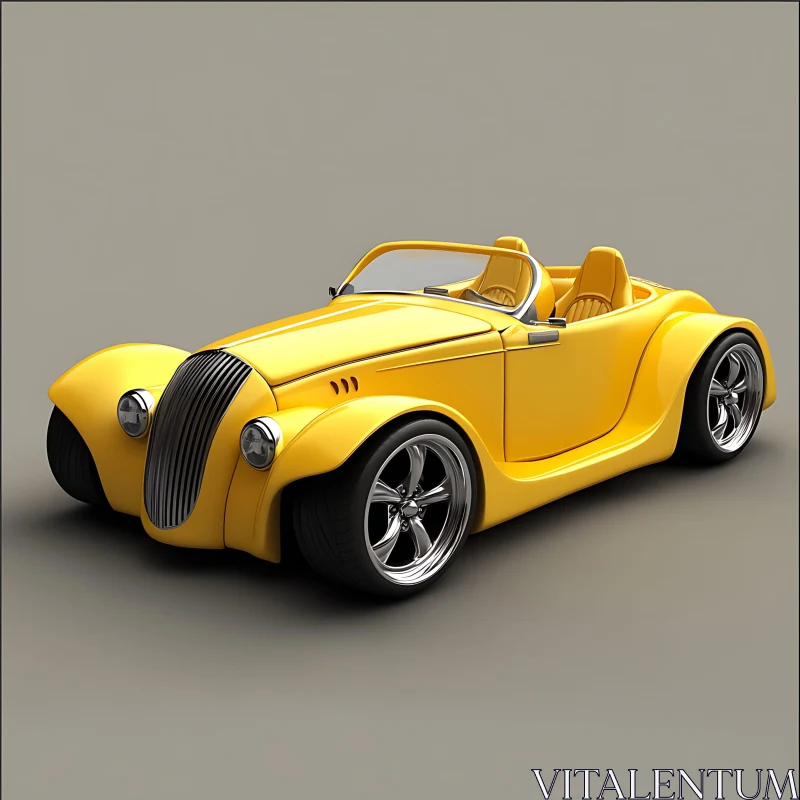 Classic Yellow Convertible Car Design AI Image