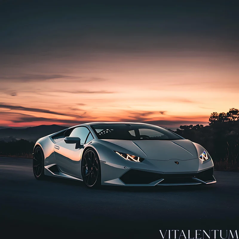 Luxury Supercar at Sunset AI Image