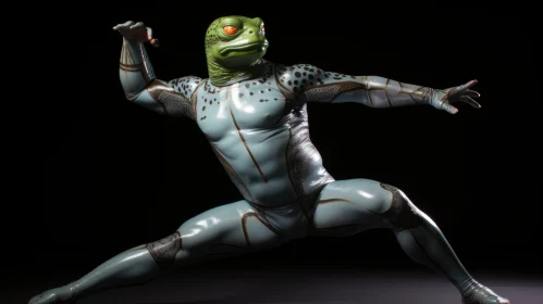 Alien Persona in Martial Arts Pose - Frogcore Style