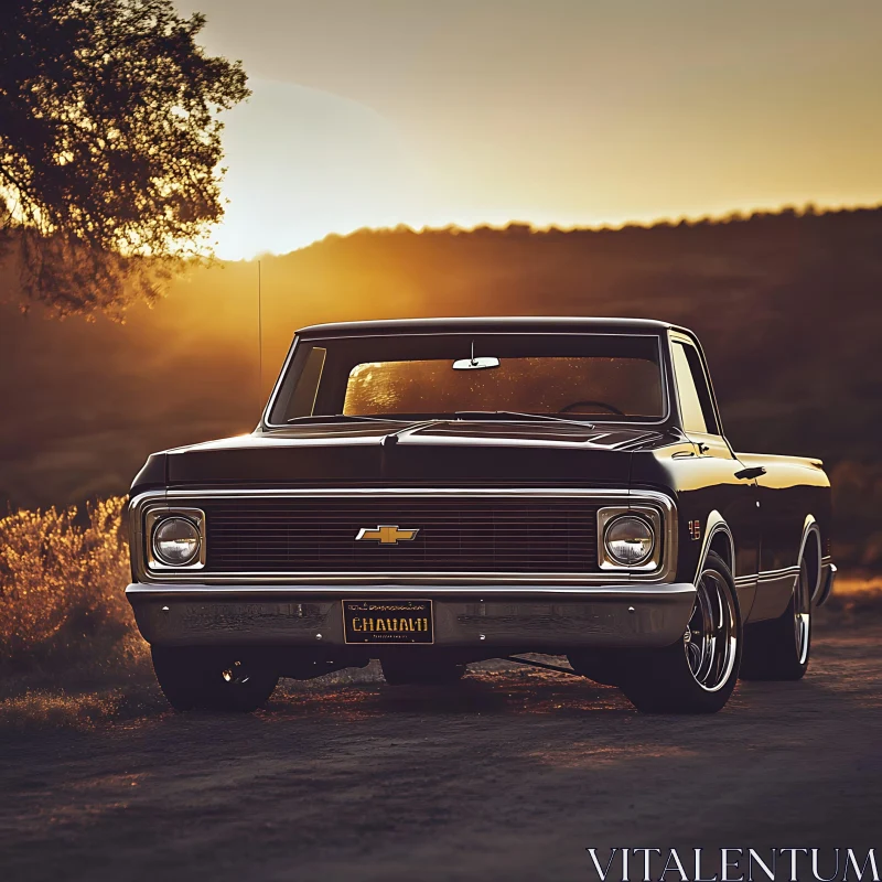 Vintage Chevrolet Truck in Golden Hour AI Image