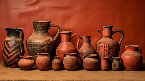 Ancient Indian Ceramic Artifacts in Earthy Colors
