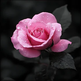 Pink Rose with Dew