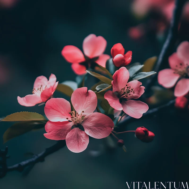 Delicate Pink Flowers in Bloom AI Image