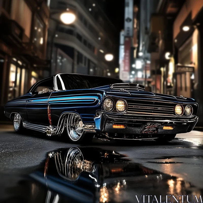 Classic Car in Urban Setting AI Image