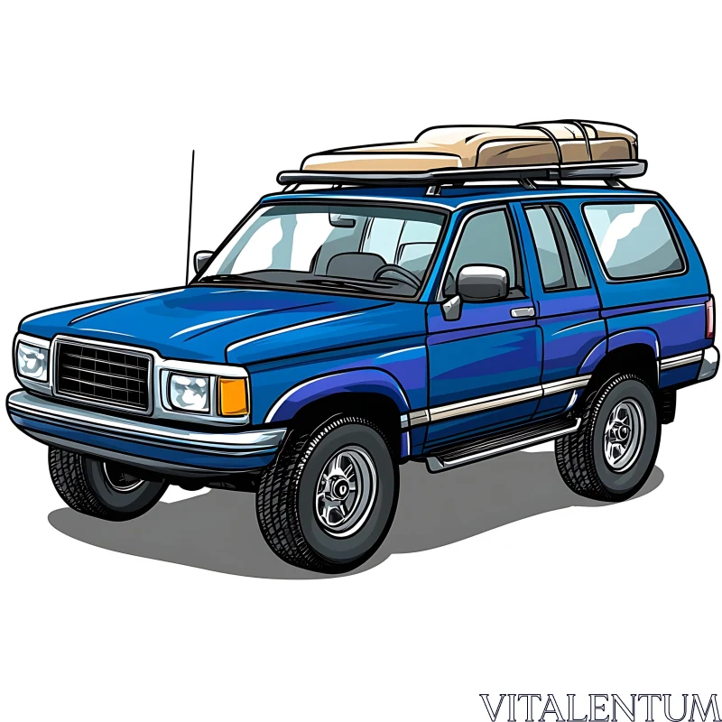 Illustrated Blue SUV Ready for Adventure AI Image