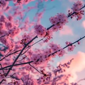 Cherry Blossoms Against a Pastel Sky