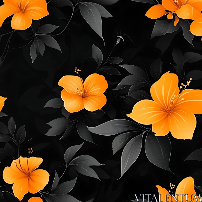 Contrasting Orange Floral Elegance AI Image