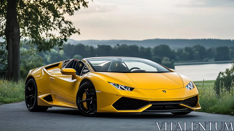 Yellow Luxury Convertible Sports Car AI Image