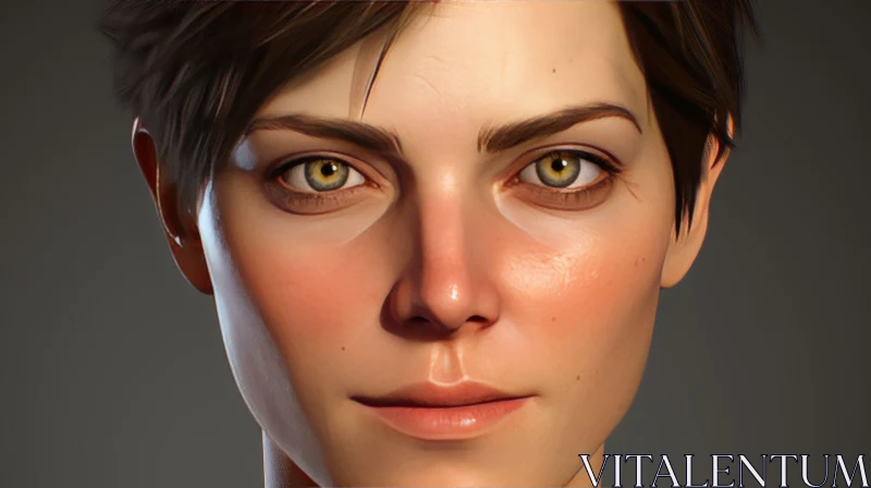 Realistic Hyper-Detailed Portrait of a Female Headshot AI Image