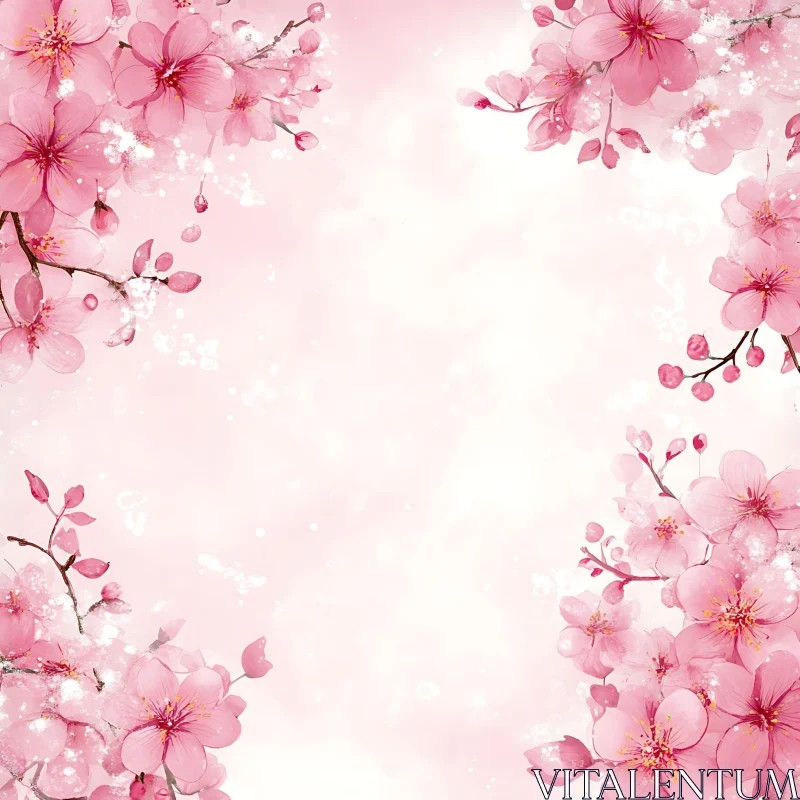 Springtime Blossoms in Soft Pink Hues AI Image