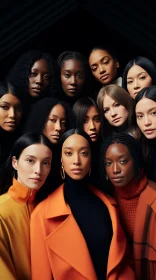 Captivating Portrayal of Black Women in Orange Outfit - Serene Faces, Multidimensional Layering