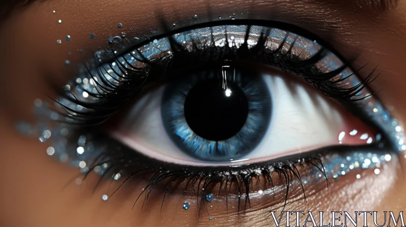 Enchanting Eye in Black Community: Sparkling Blue Makeup AI Image