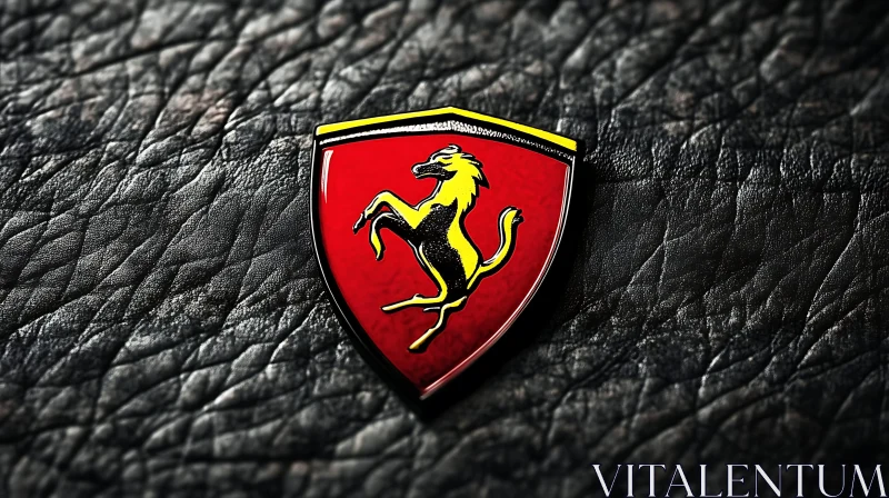 AI ART Ferrari Emblem on Rugged Leather Surface