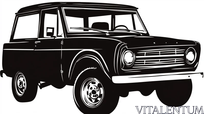 AI ART Black and White Vintage SUV Illustration