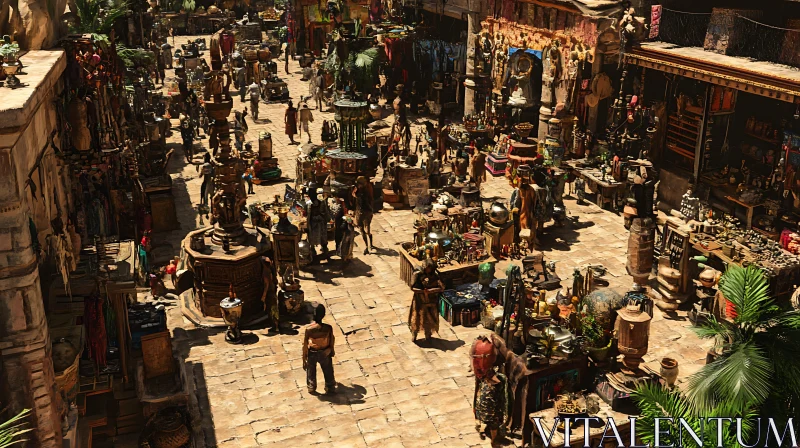 Vivid Ancient Market Scene AI Image