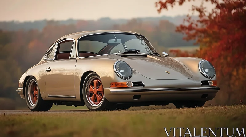 Vintage Car Amid Fall Foliage AI Image