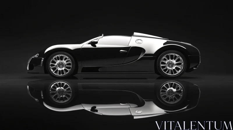 Elegant Luxury Car in Glossy Black AI Image