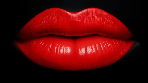 Captivating Red Lipstick Close-Up on Dark Background
