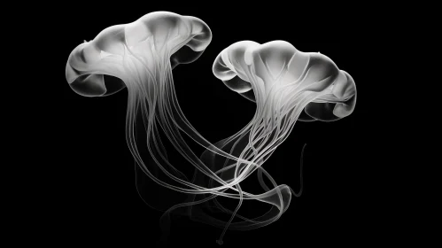 Monochrome Abstraction of Jellyfish in Ambient Occlusion