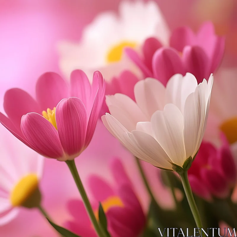 Elegant Pink and White Petals in Close-Up AI Image