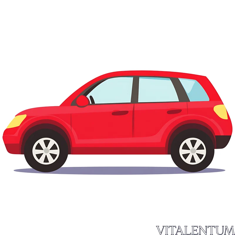 Stylized Red SUV - Side View AI Image