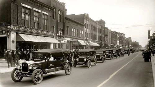 1920s Classic Car Parade in Historical City