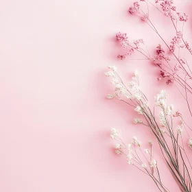 Delicate Floral Composition on Pink Background