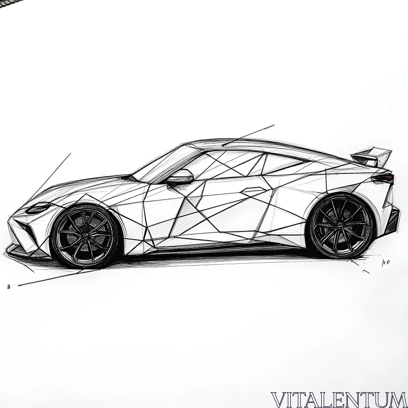 Abstract Geometric Car Drawing AI Image