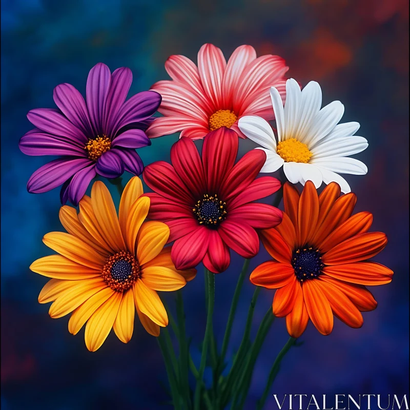 AI ART Colorful Daisy Bouquet