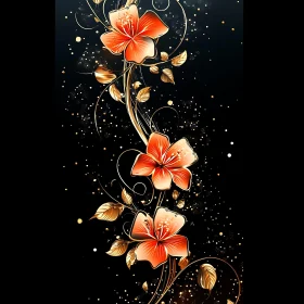 Hibiscus Art with Golden Accents