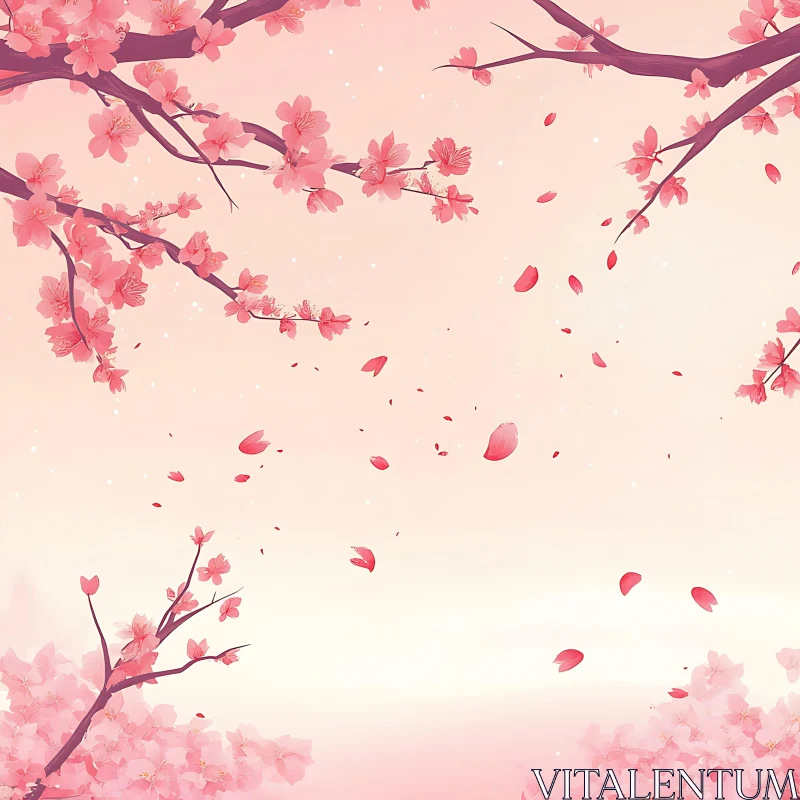 AI ART Cherry Blossoms in Tranquil Spring Setting