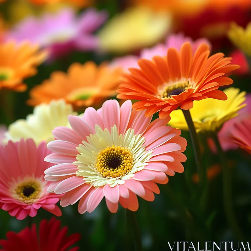 Colorful Gerbera Daisies Close-Up AI Image