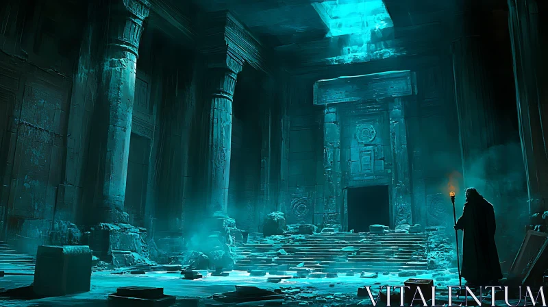 Mysterious Ancient Temple Interior AI Image