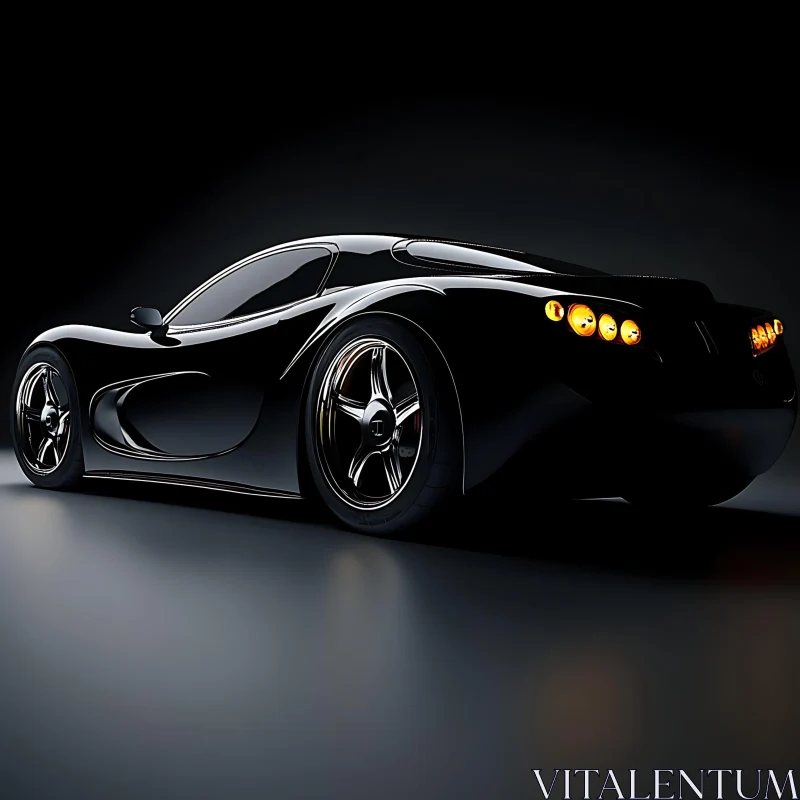 AI ART Luxury Black Supercar in Low Light