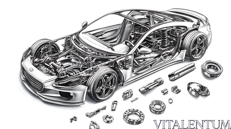 Detailed Car Part Breakdown AI Image