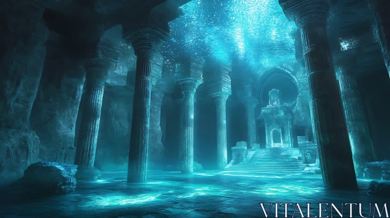 Submerged Ruins with Ethereal Light AI Image