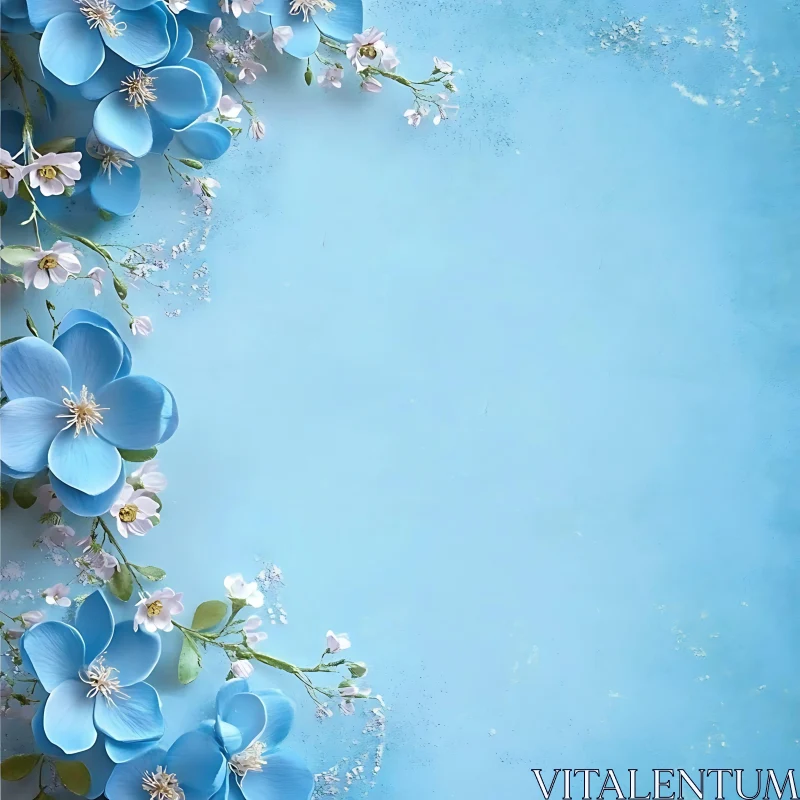 Serene Floral Arrangement with Blue and White Flowers AI Image