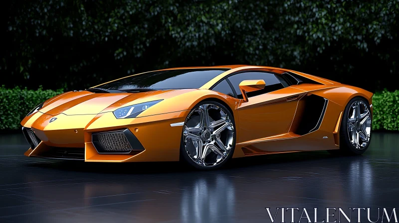 Luxury Orange Supercar AI Image