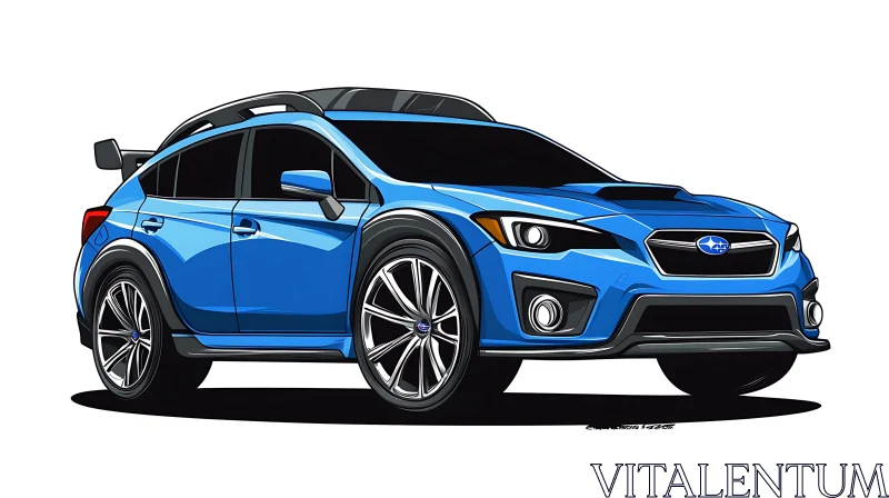 Modern Illustrated Sporty Blue SUV AI Image