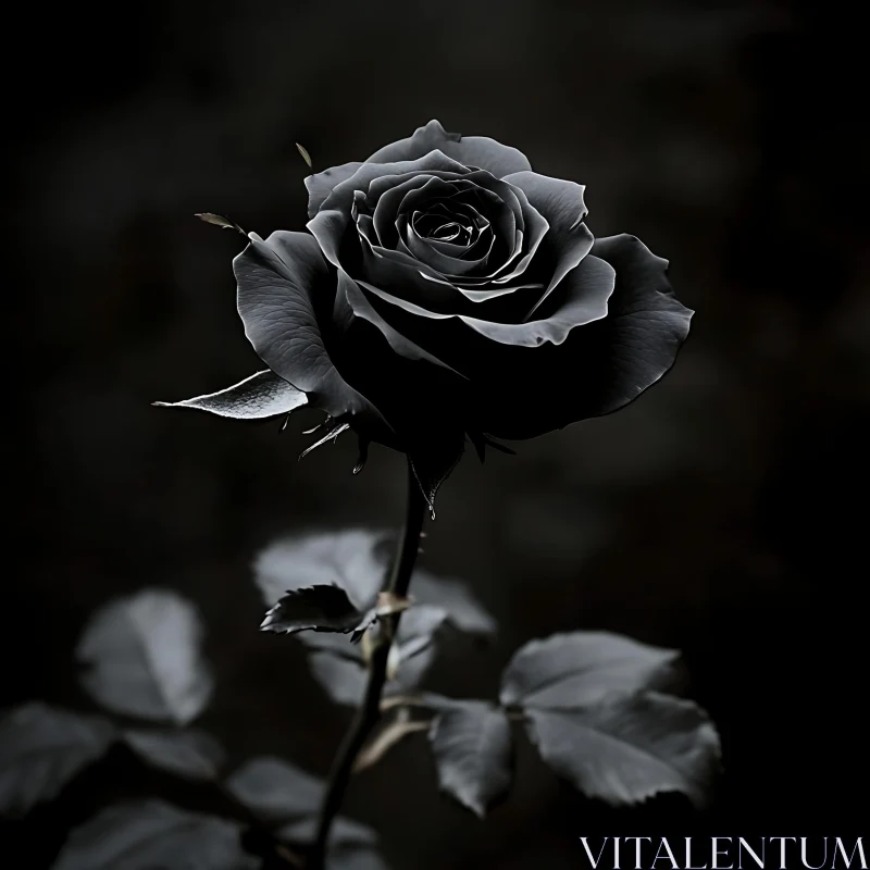 Black Rose in Monochrome AI Image