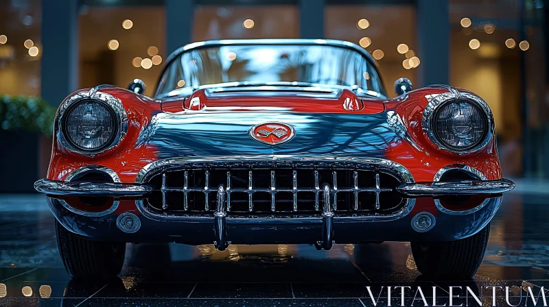 Vintage Automobile with Polished Chrome Details AI Image