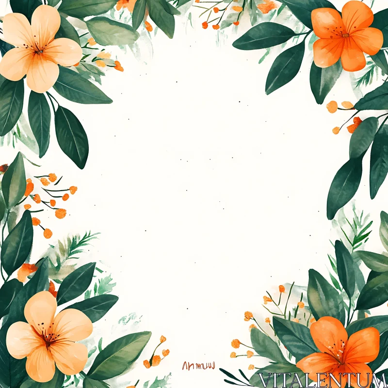 Elegant Botanical Frame with Orange Blossoms AI Image