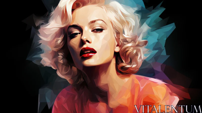 AI ART Marilyn Monroe - An Enigmatic Illustration in Polygons and Oil Painting
