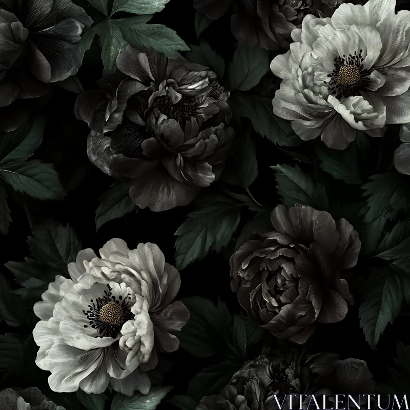 Moody Floral Composition in Shadow AI Image