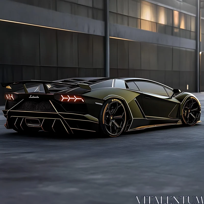 Sleek Black and Gold Sports Car AI Image