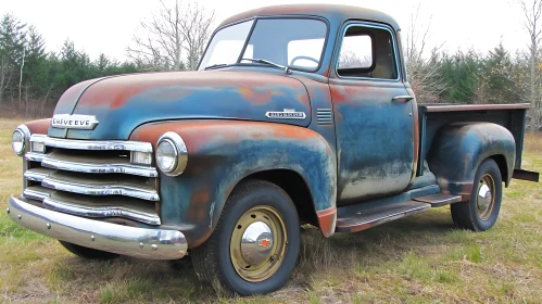 Classic Blue and Rust Chevy Pickup