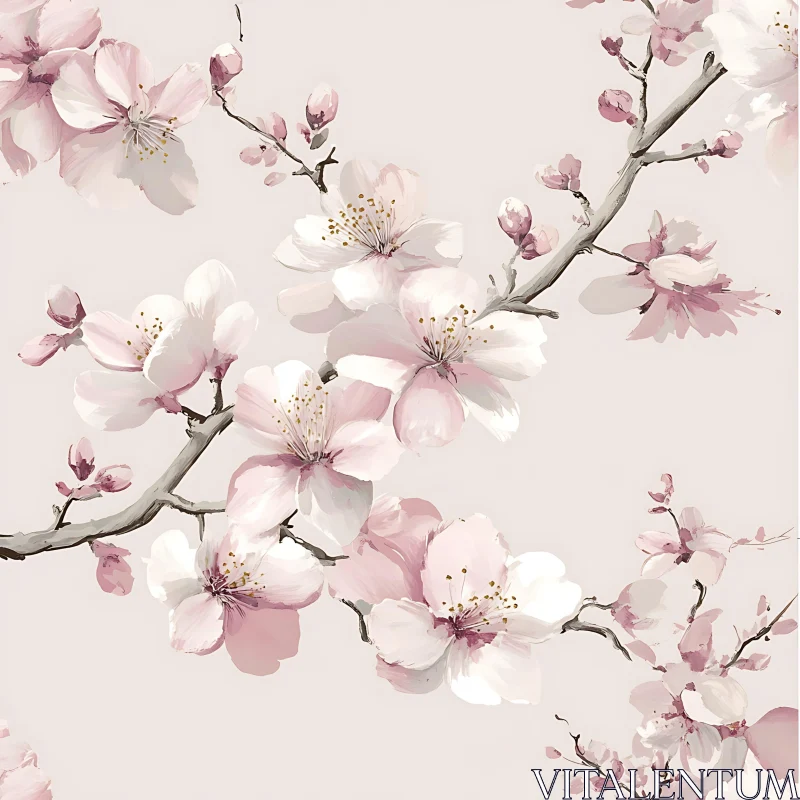 AI ART Cherry Blossom Floral Art