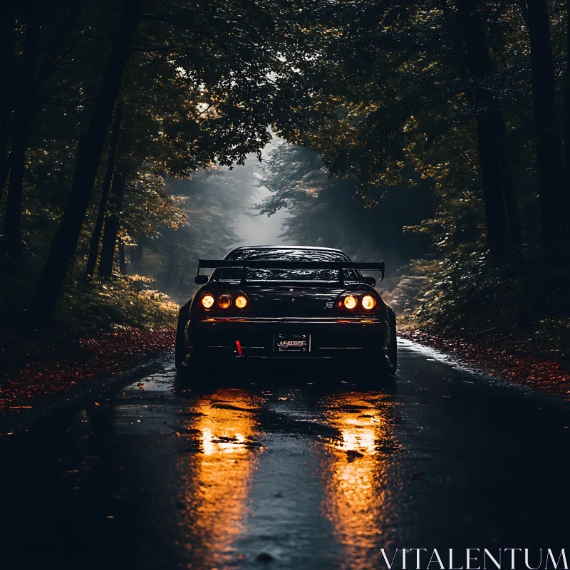 Moody Autumn Car Scene AI Image