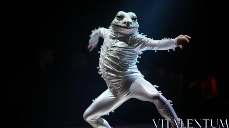 Captivating Frogcore Dance Performance in Silver and Crimson AI Image